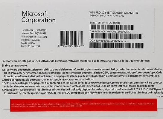 FQC-08909 Windows 10 PCのラップトップのための専門Oem主Fppの小売り免許証のキー